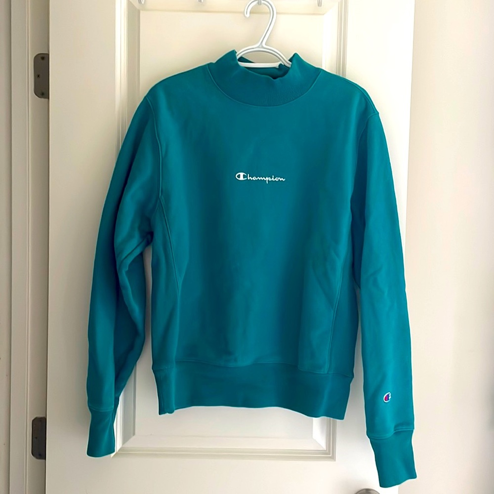 Champion teal mock neck sweatshirt